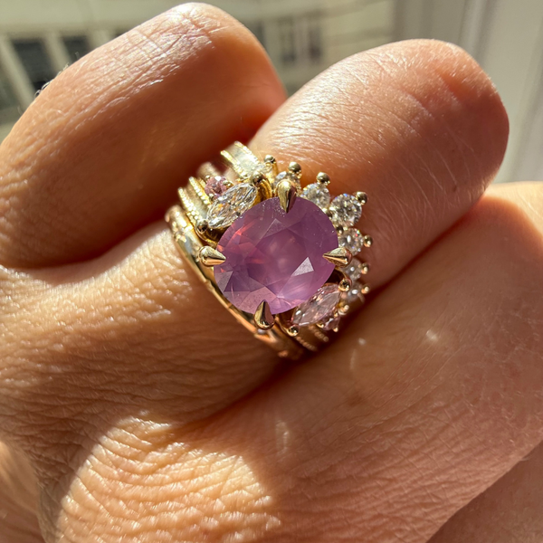 Cushion Cut Pink Sapphire Ring