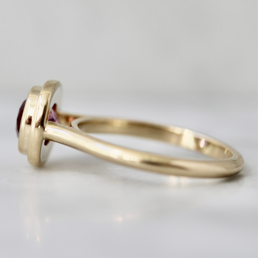 Pink Cushion Cut Spinel Ring