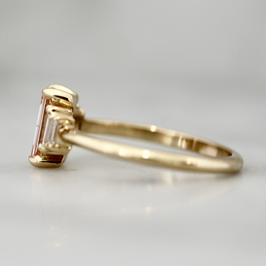 Pink Emerald Cut Lab Diamond Ring