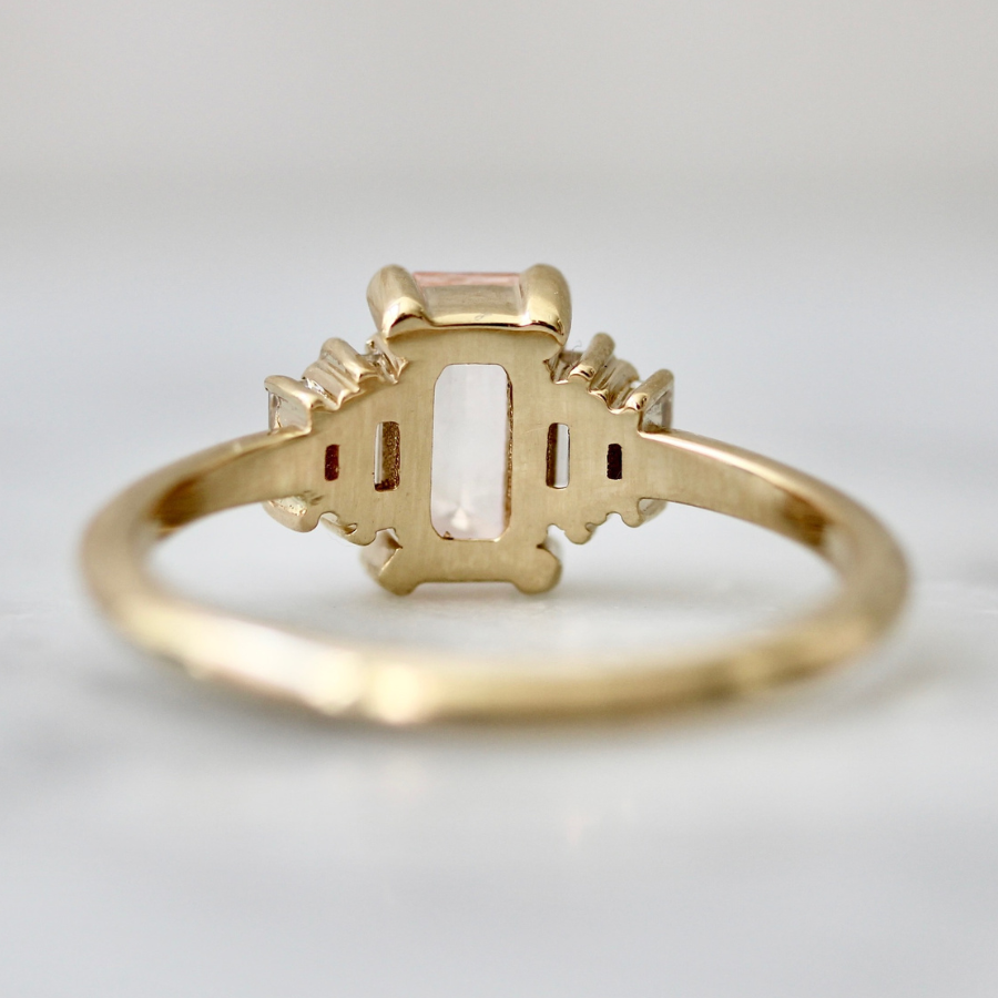 Pink Emerald Cut Lab Diamond Ring