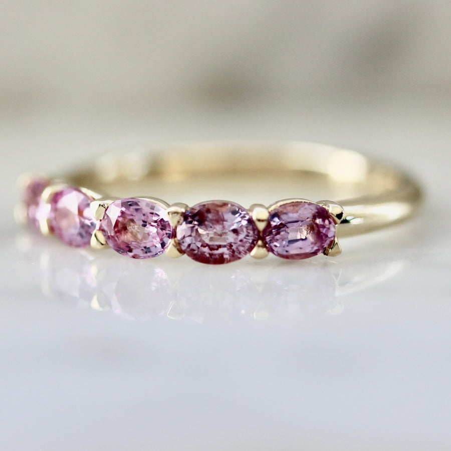 Pink Lemonade Oval Cut Sapphire Band