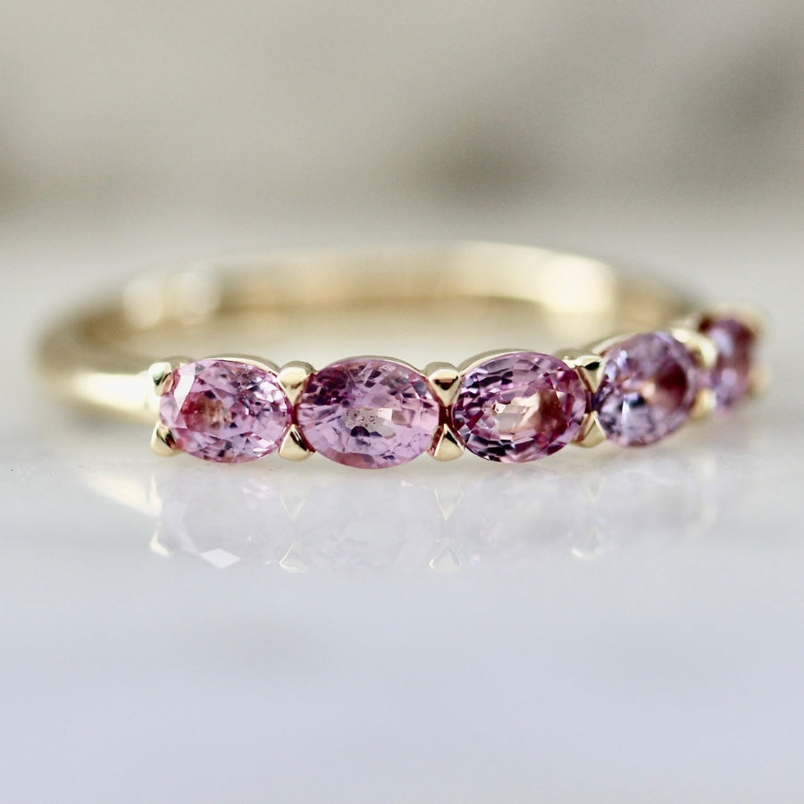 Pink Lemonade Oval Cut Sapphire Band