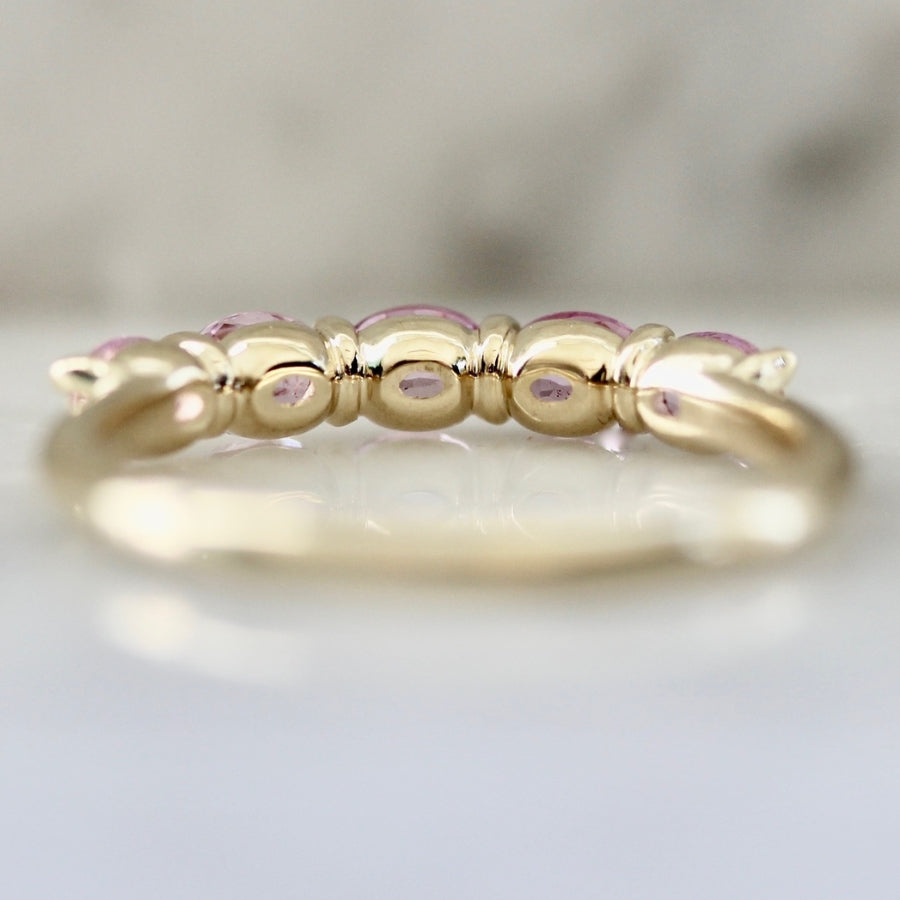 Pink Lemonade Oval Cut Sapphire Band