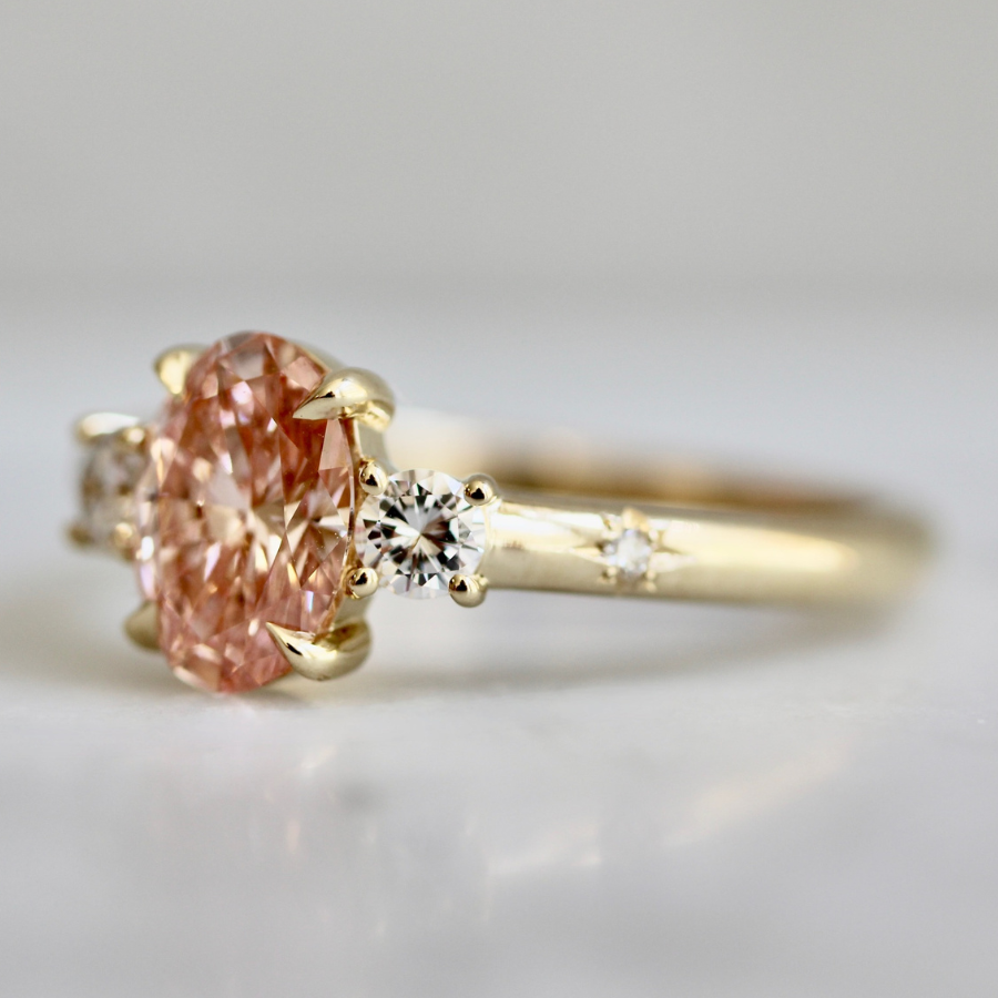 
            Pink Oval Cut Lab Diamond Ring