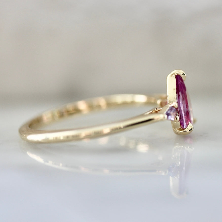 
            Pink Parfait Pear Rose Cut Sapphire Ring