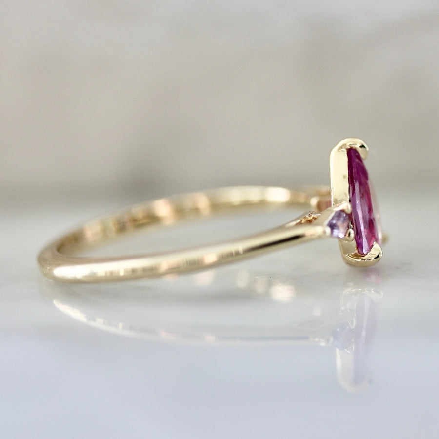 Pink Parfait Pear Rose Cut Sapphire Ring