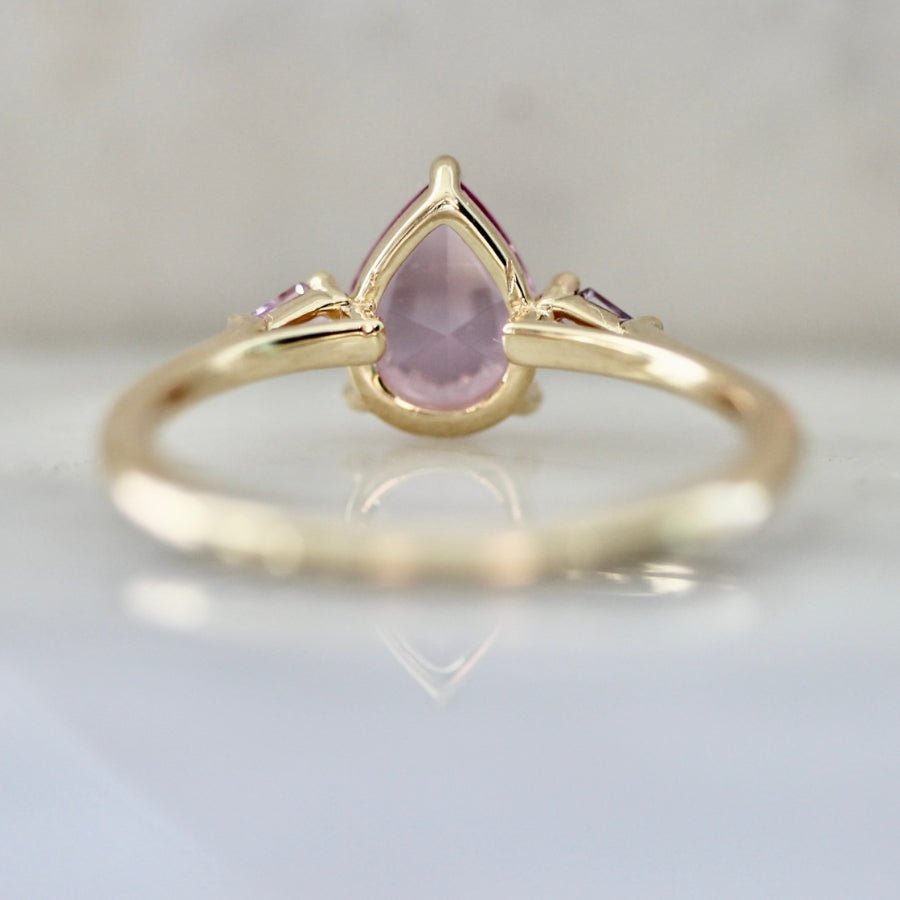 Pink Parfait Pear Rose Cut Sapphire Ring