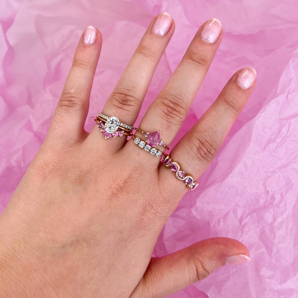 Pink Parfait Pear Rose Cut Sapphire Ring