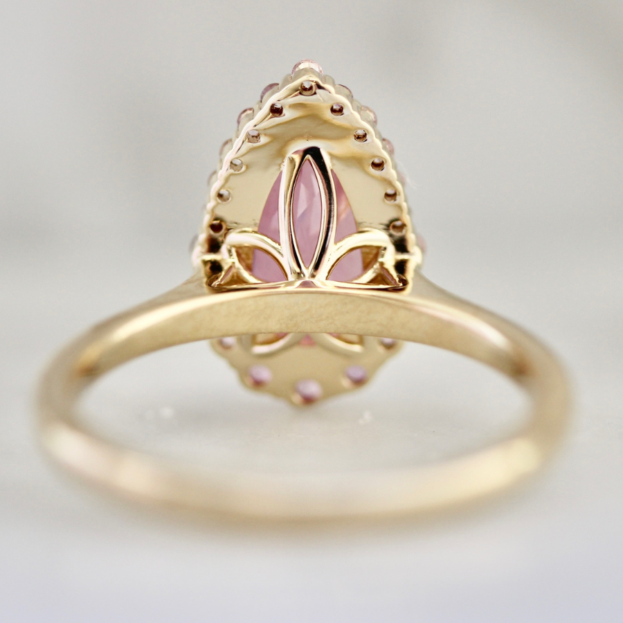 Pink Pear Cut Opalescent Sapphire Ring