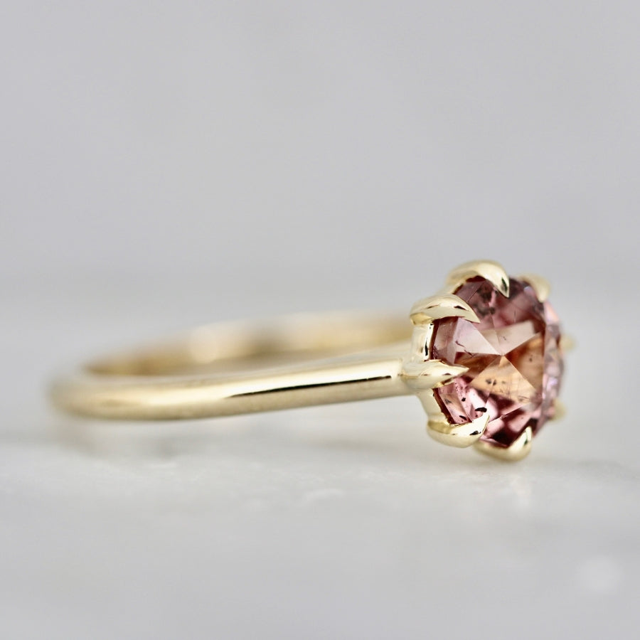 Pink Round Cut Garnet Ring