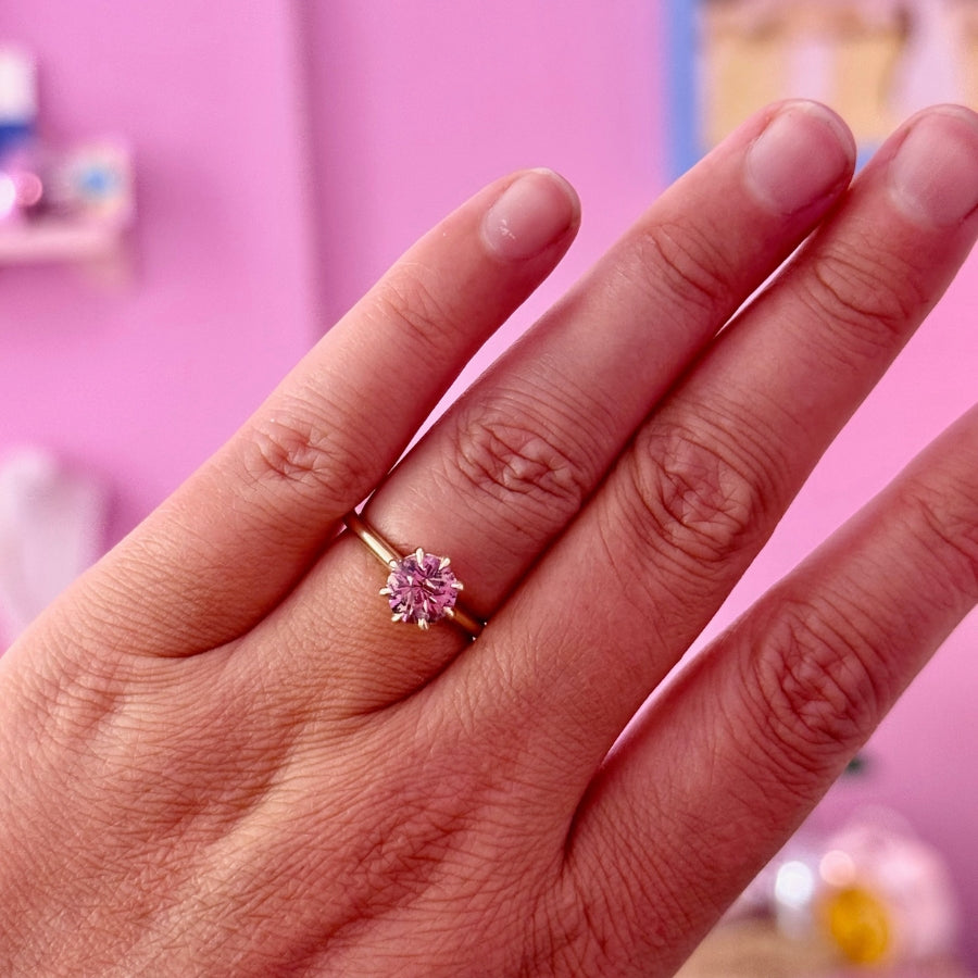 Pink Round Cut Garnet Ring