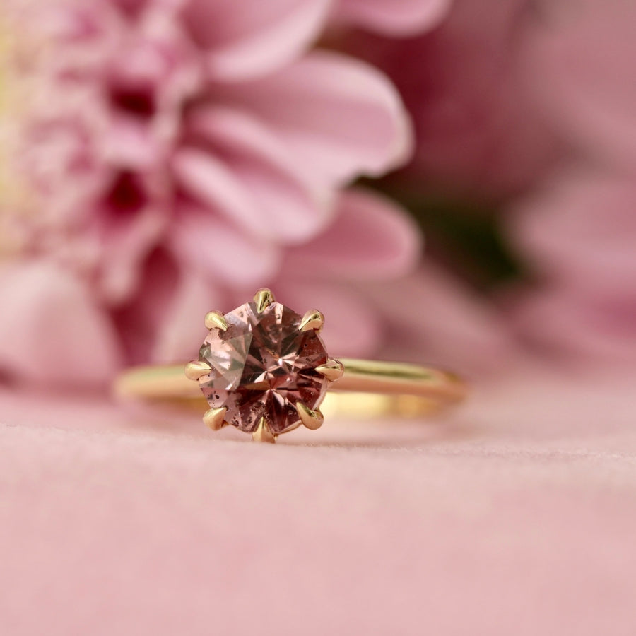 Pink Round Cut Garnet Ring