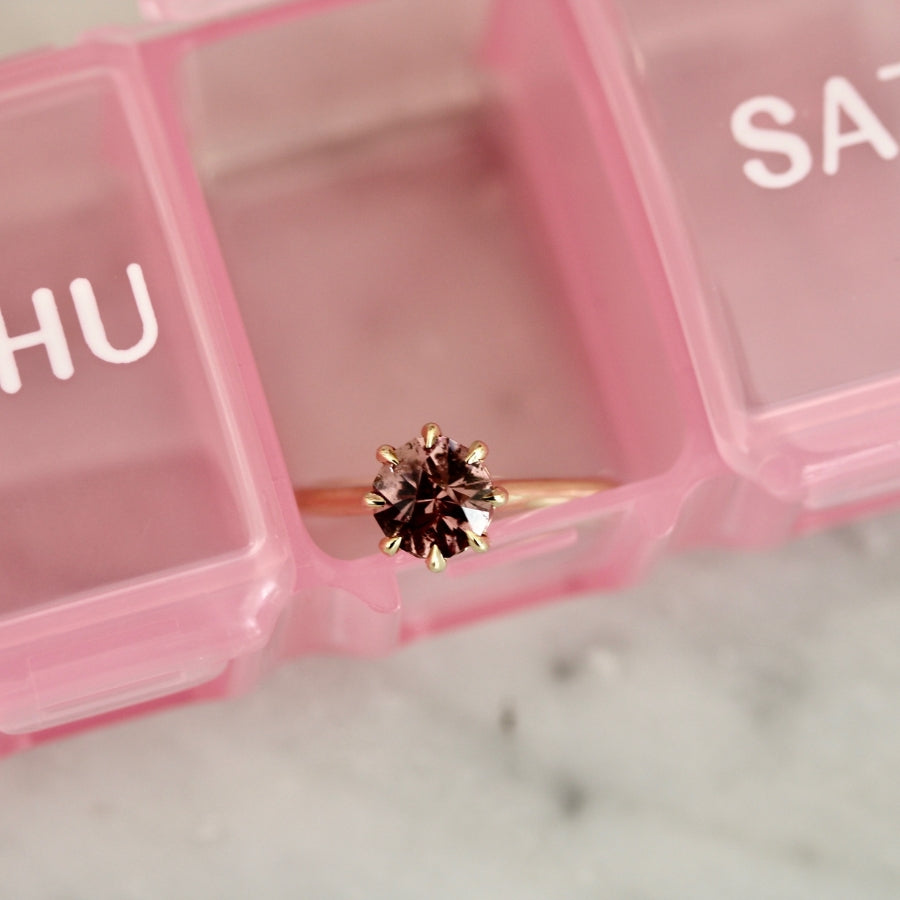 Pink Round Cut Garnet Ring
