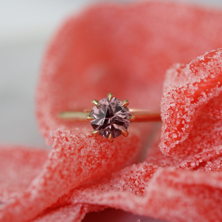 Pink Round Cut Garnet Ring