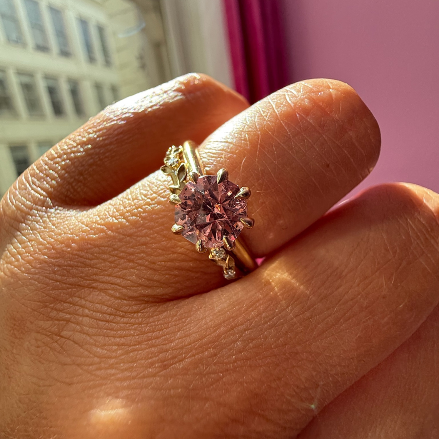 
            Pink Round Cut Garnet Ring