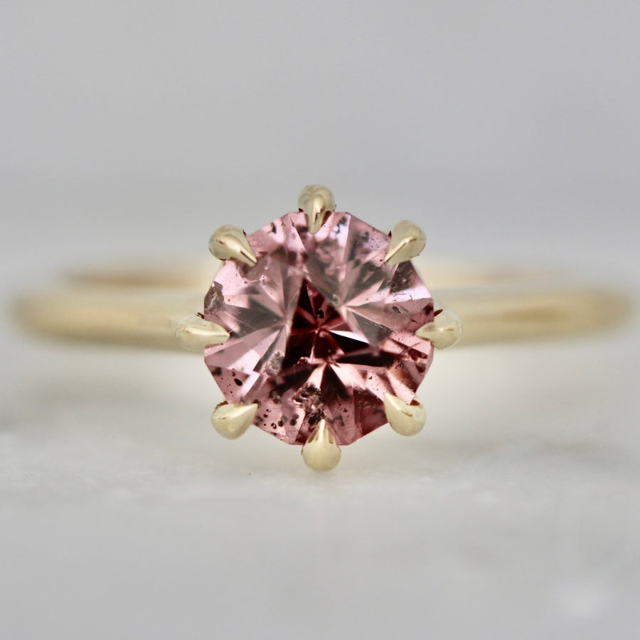 Pink Round Cut Garnet Ring