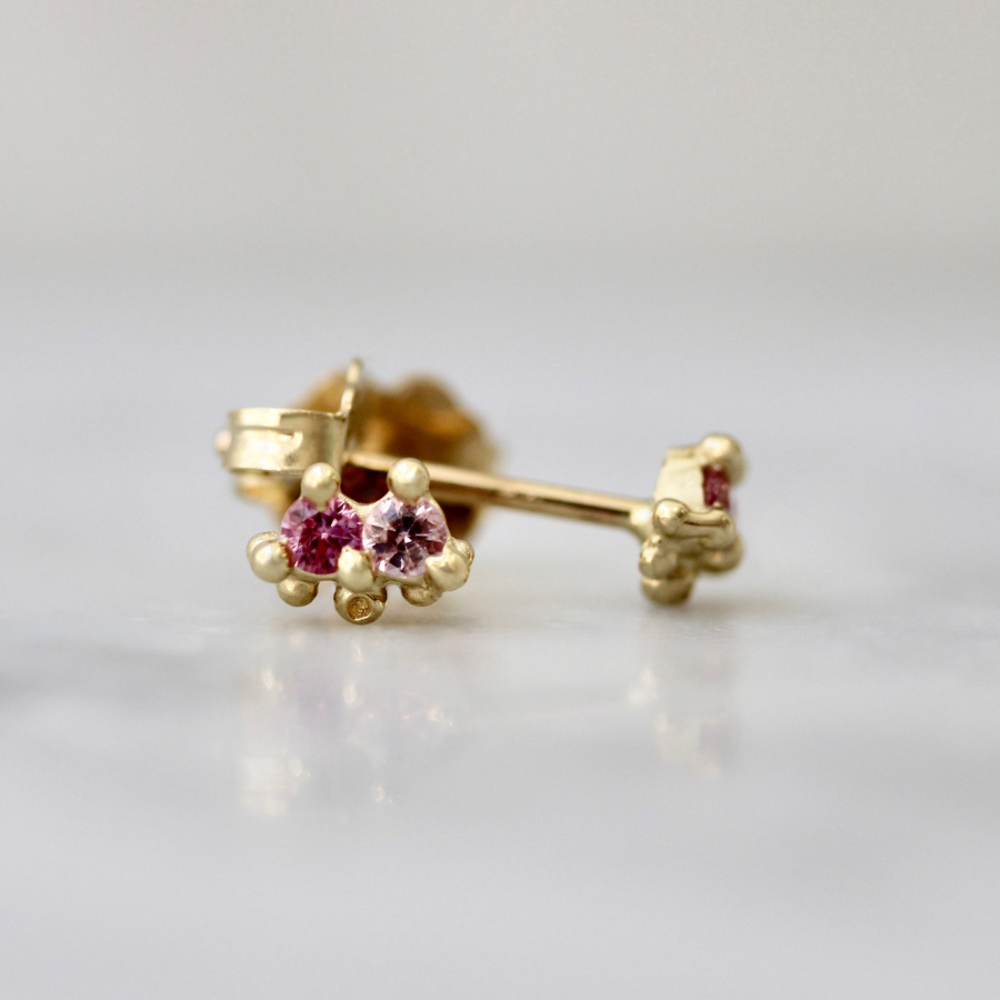 Pink Sapphire Cluster Earrings