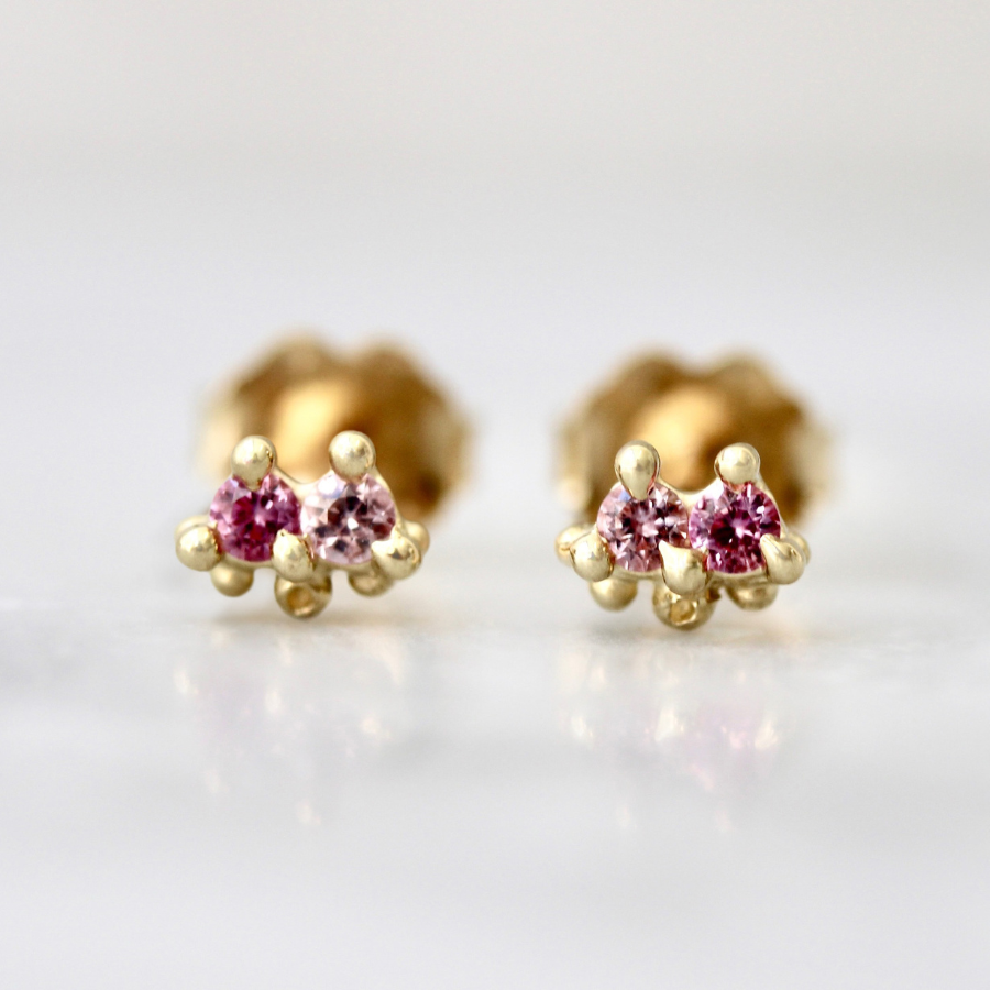 Pink Sapphire Cluster Earrings