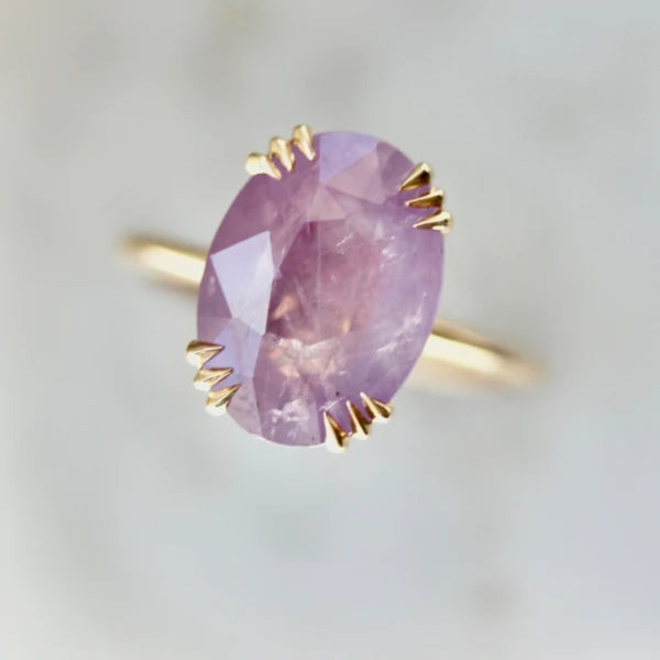 Surprise Party Pink Oval Cut Opalescent Sapphire Ring