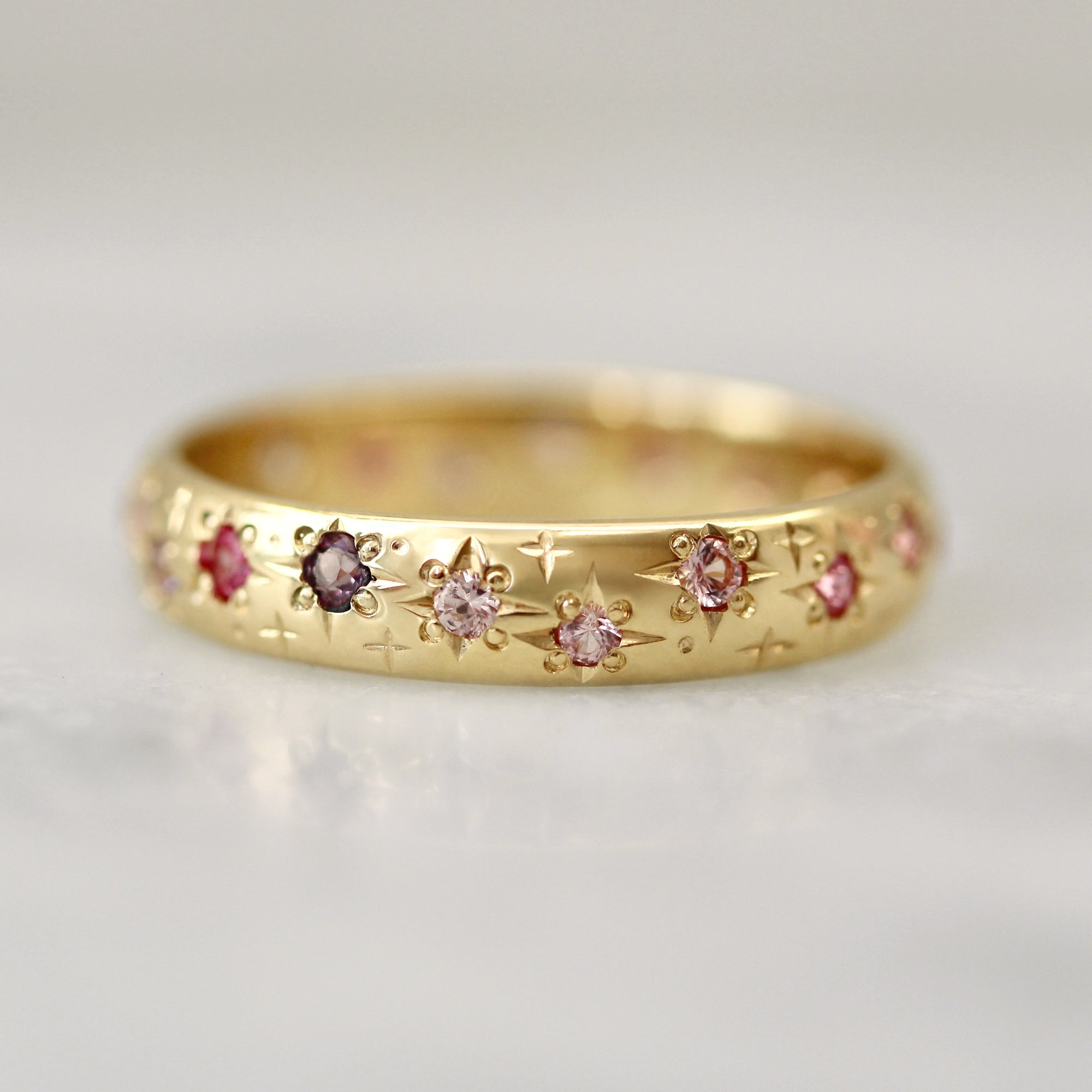  Pink Sapphire Star wedding band
