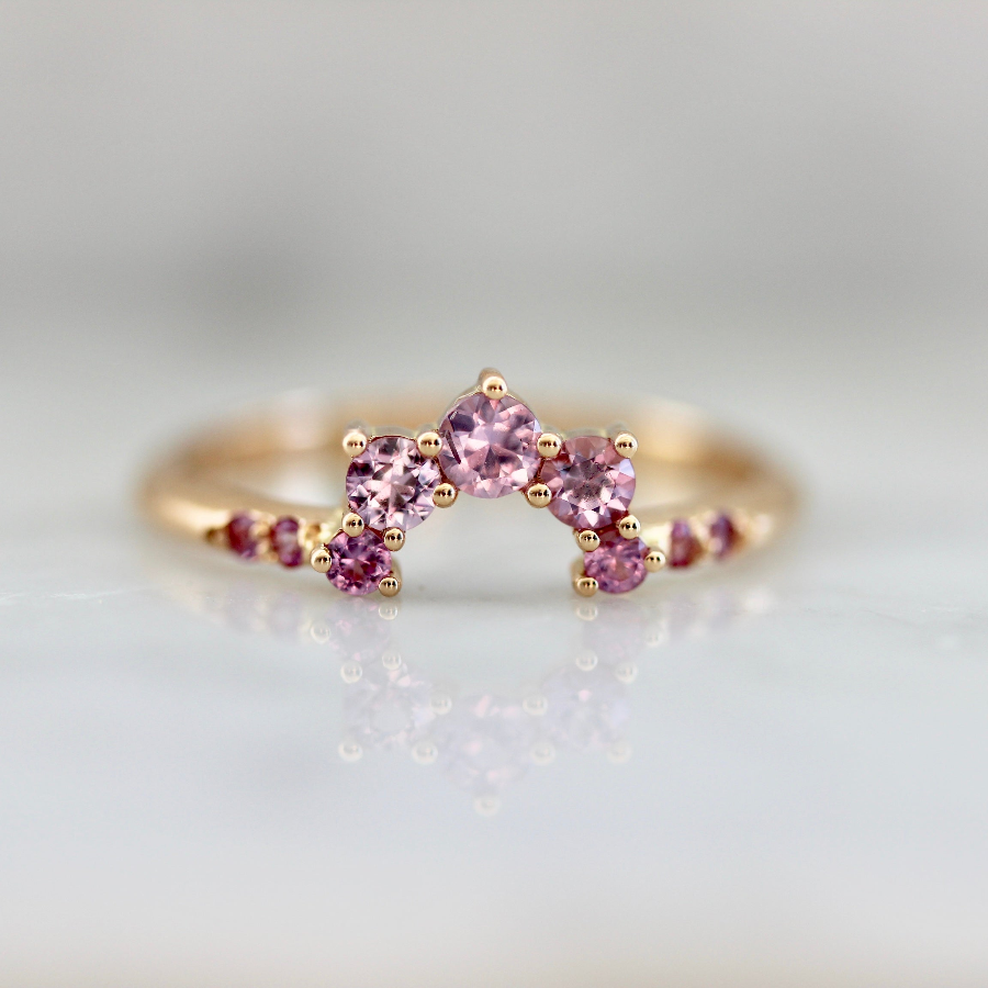  2055 Pink Sapphire Tiara Wedding Band