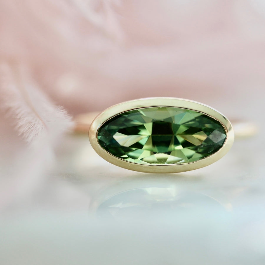 Pistachio Cookie Green Moval Cut Sapphire Ring