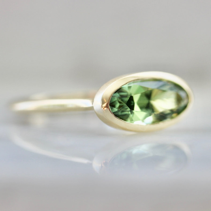 
            Pistachio Cookie Green Moval Cut Sapphire Ring