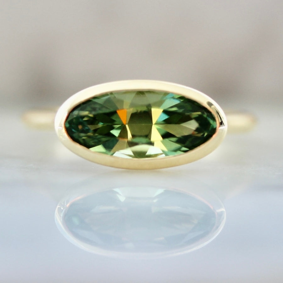 
            Pistachio Cookie Green Moval Cut Sapphire Ring