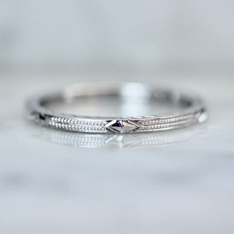 Platinum  Art Deco Inspired Wedding Band 