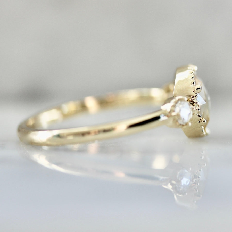 Pomelo Yellow Round Rose Cut Sapphire Ring