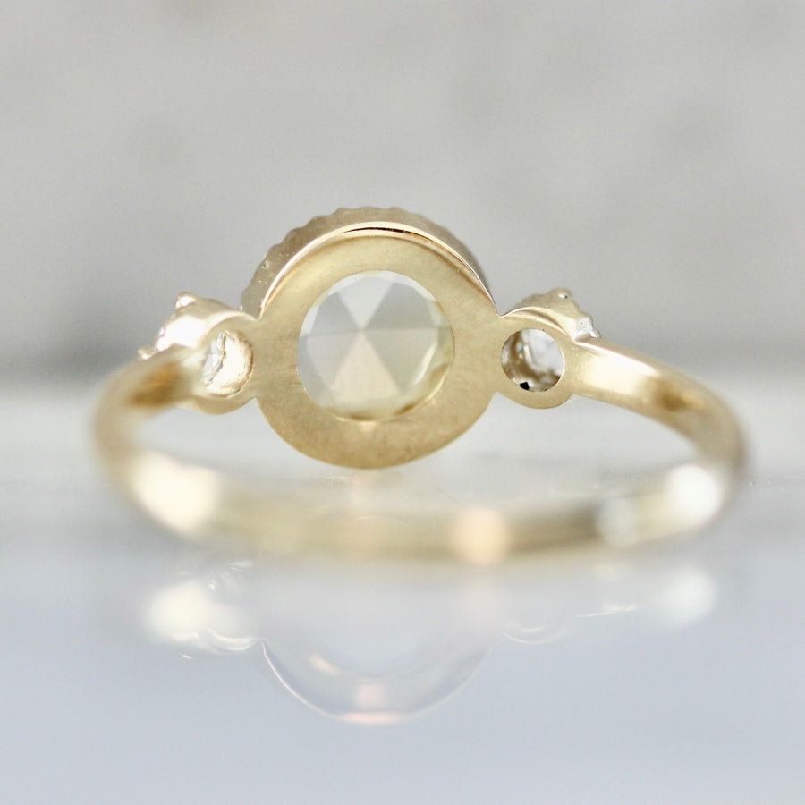 Pomelo Yellow Round Rose Cut Sapphire Ring