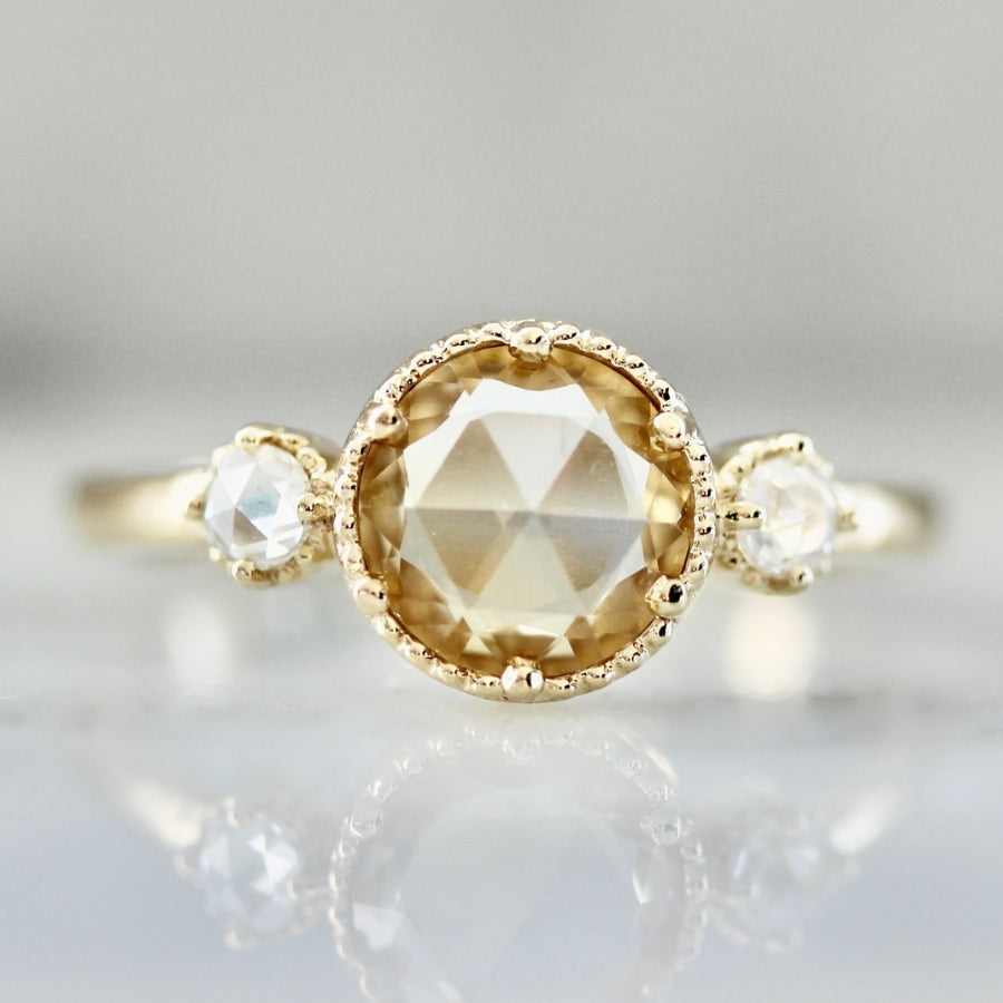 
            Pomelo Yellow Round Rose Cut Sapphire Ring