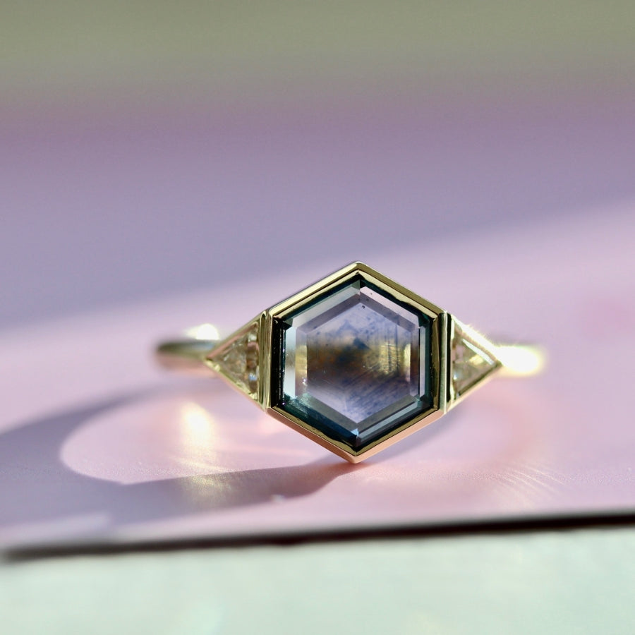 Portrait Cut Montana Sapphire Ring