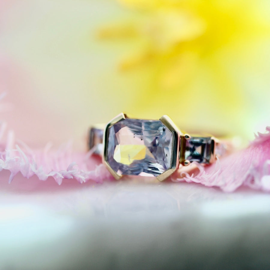 Pucker Up Purple Radiant Cut Sapphire Ring