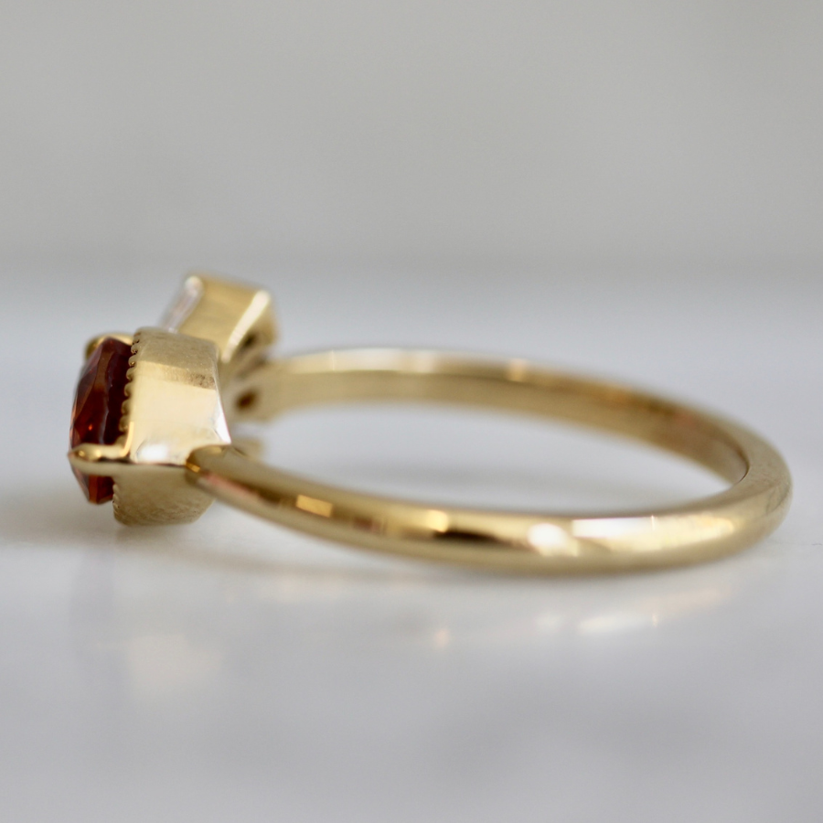 
            Purple-Orange Pear Cut Sapphire Ring