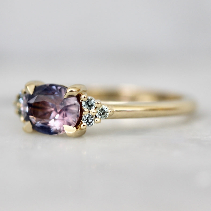 Purple-Pink Oval Cut Sapphire Ring