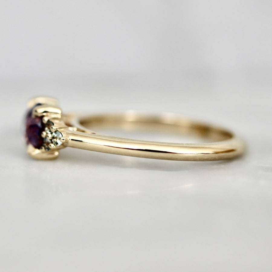 Purple-Pink Oval Cut Sapphire Ring