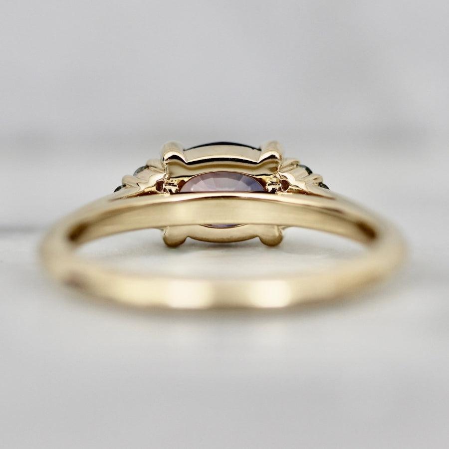 Purple-Pink Oval Cut Sapphire Ring