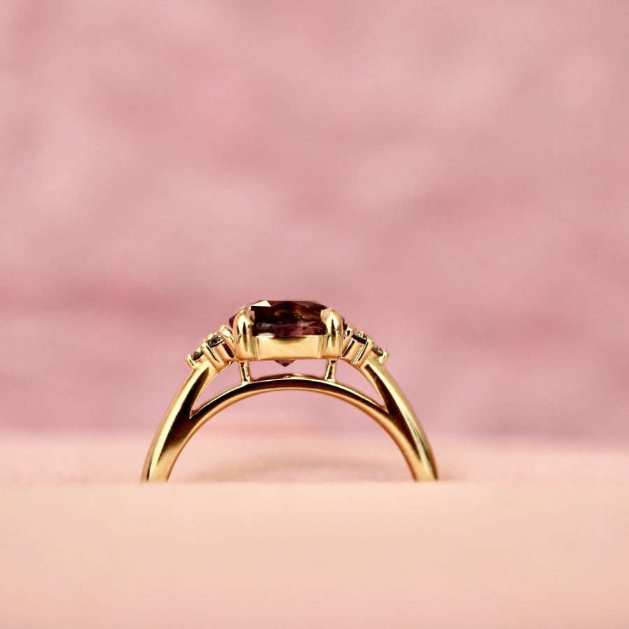 Purple-Pink Oval Cut Sapphire Ring