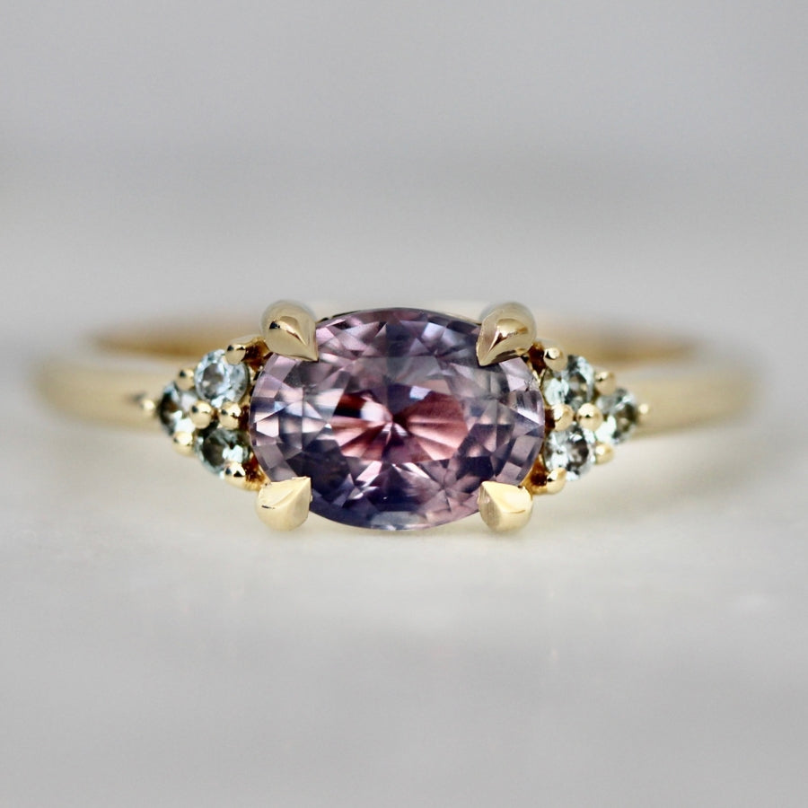 Purple-Pink Oval Cut Sapphire Ring