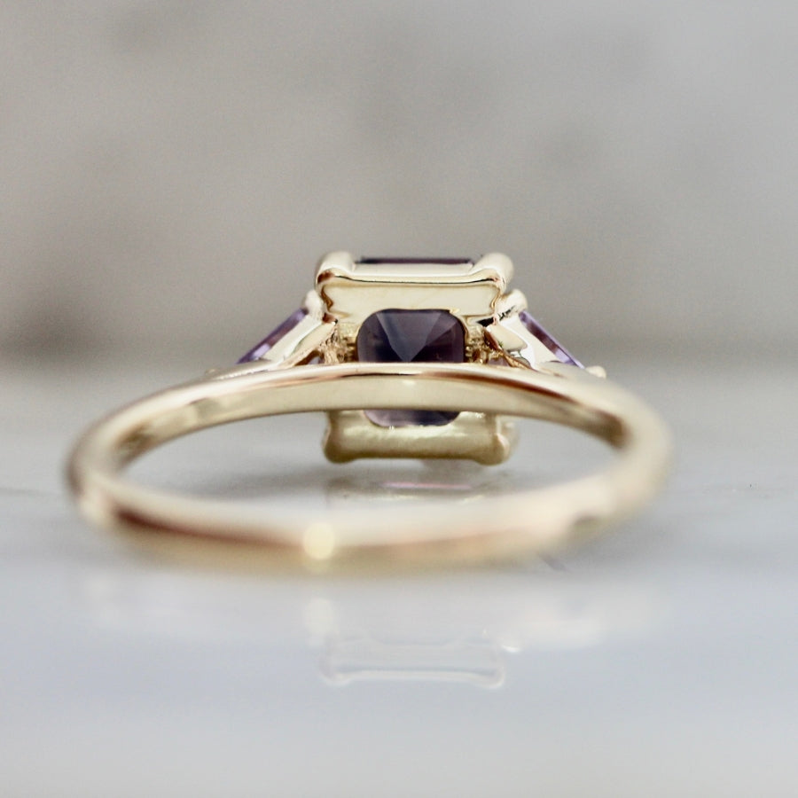 Purple Emerald Cut Sapphire Ring