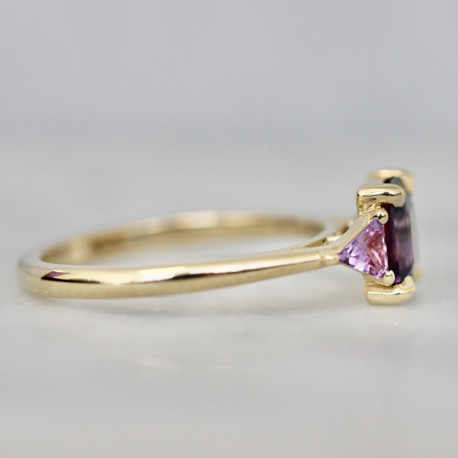 Purple Emerald Cut Sapphire Ring