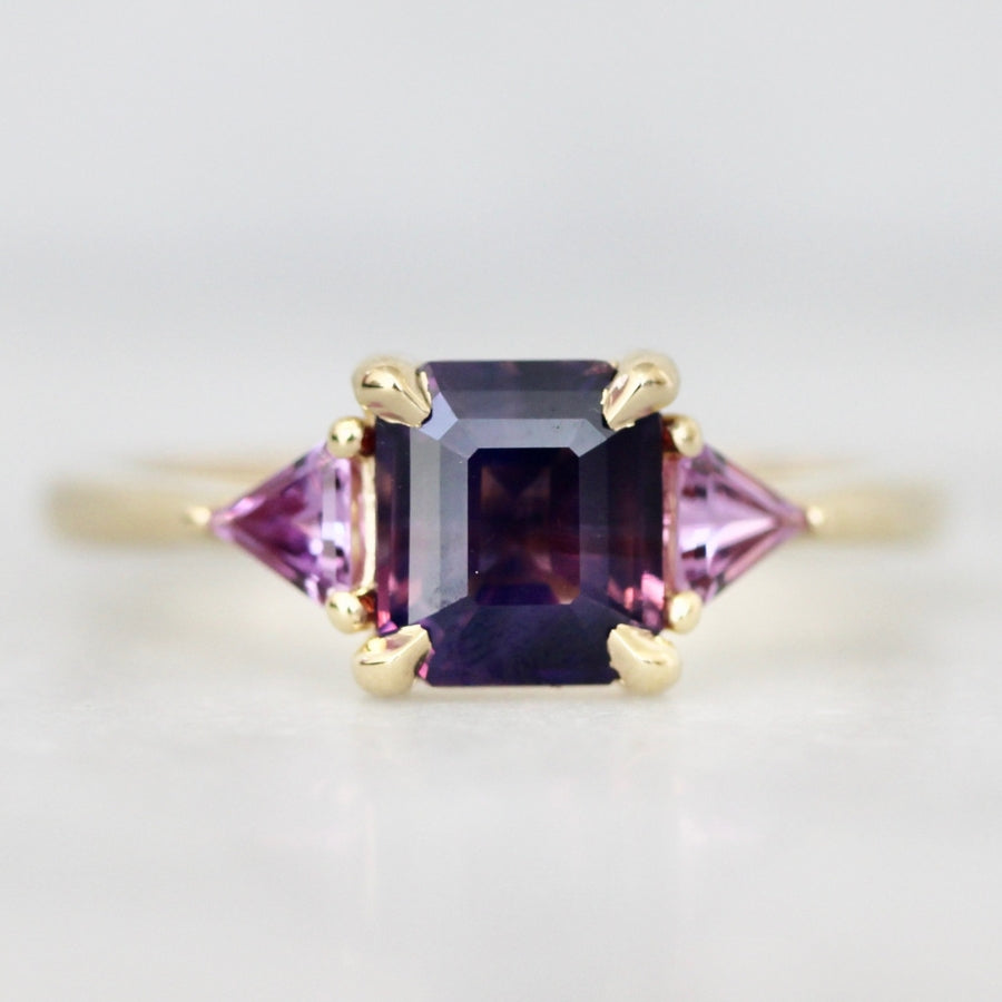 Purple Emerald Cut Sapphire Ring