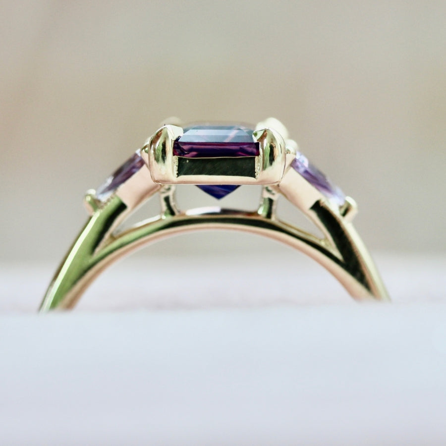 Purple Emerald Cut Sapphire Ring