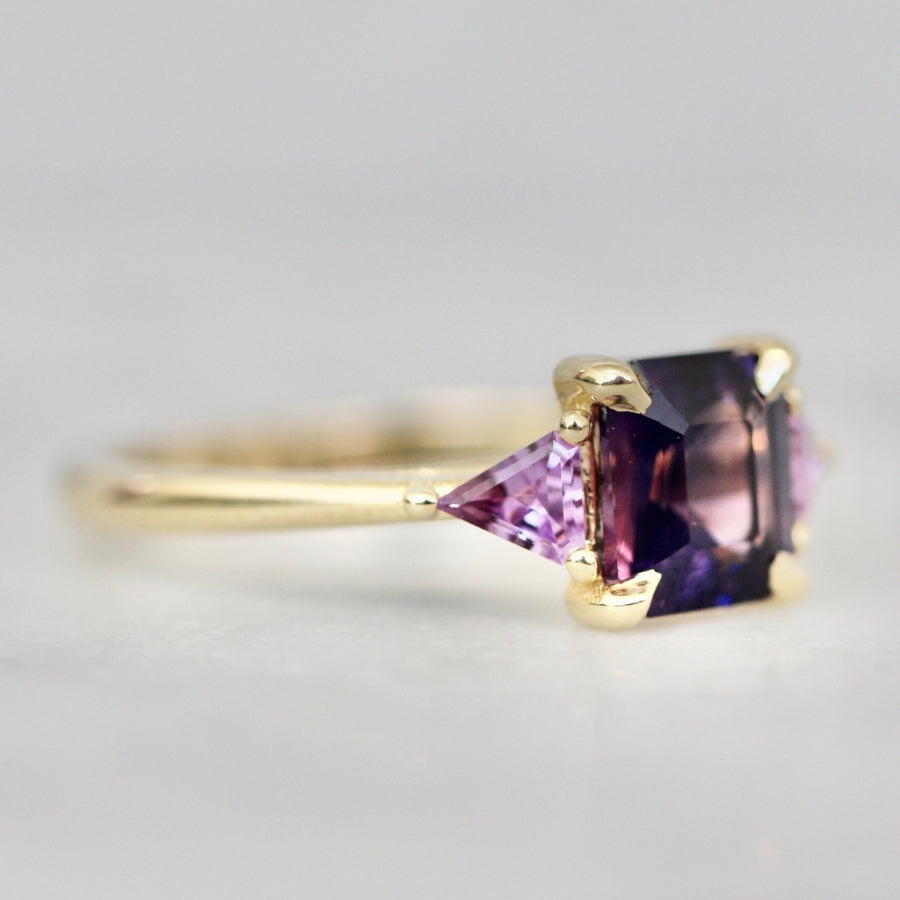 Purple Emerald Cut Sapphire Ring