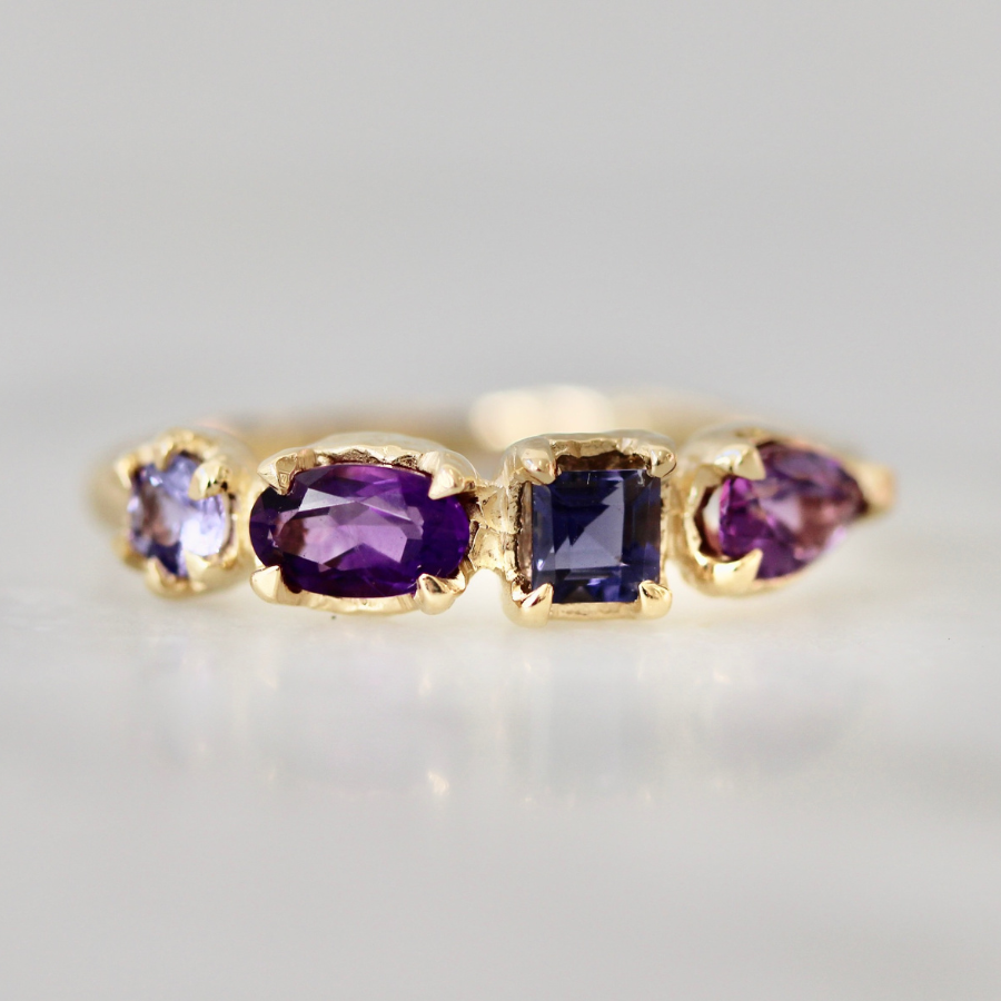 Purple Gemstone Medley Ring