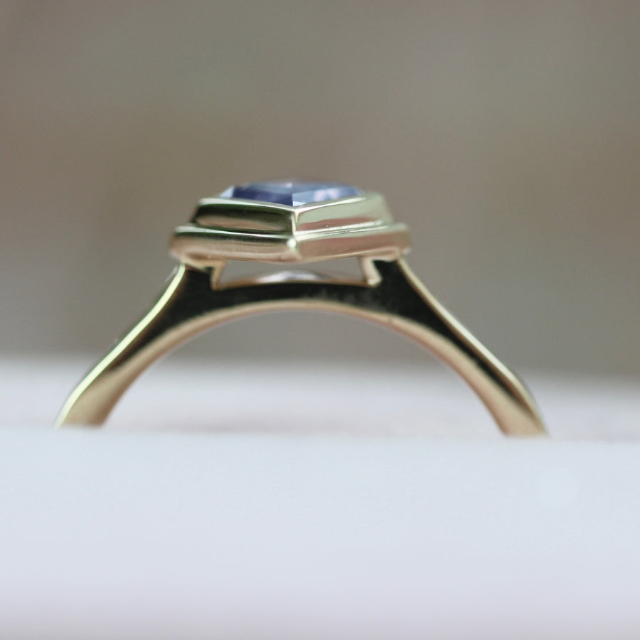 Purple Kite Cut Sapphire Ring