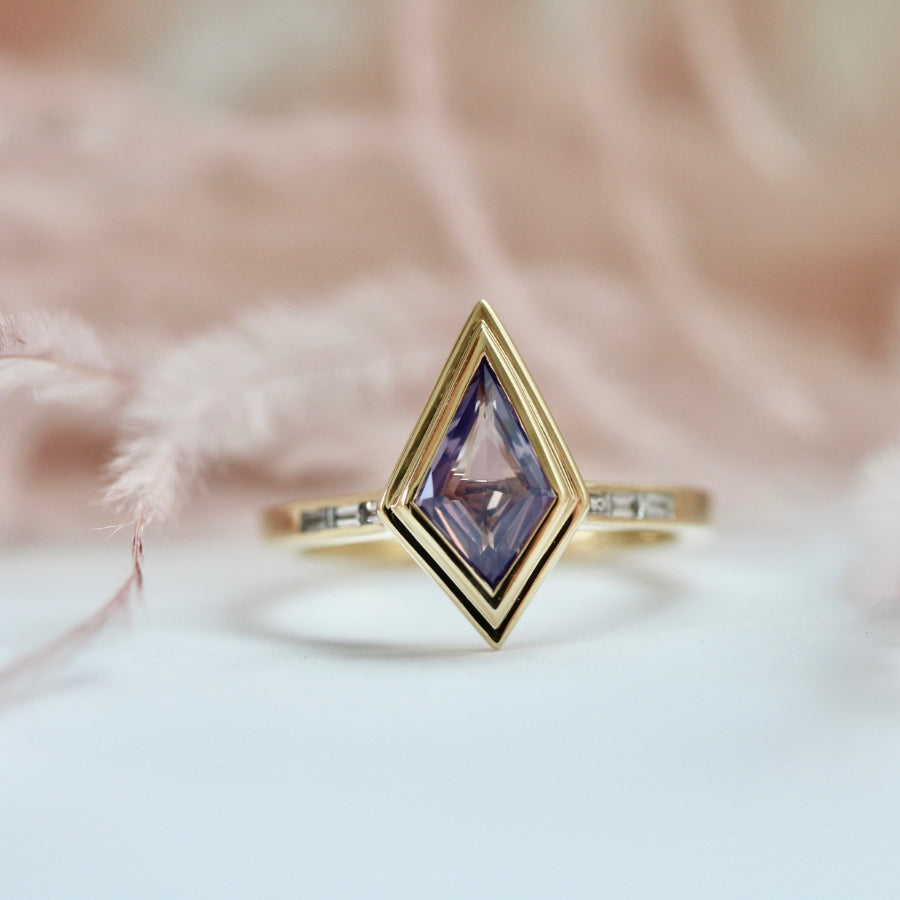Purple Kite Cut Sapphire Ring