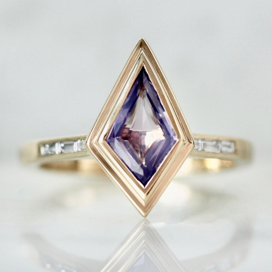 Purple Kite Cut Sapphire Ring