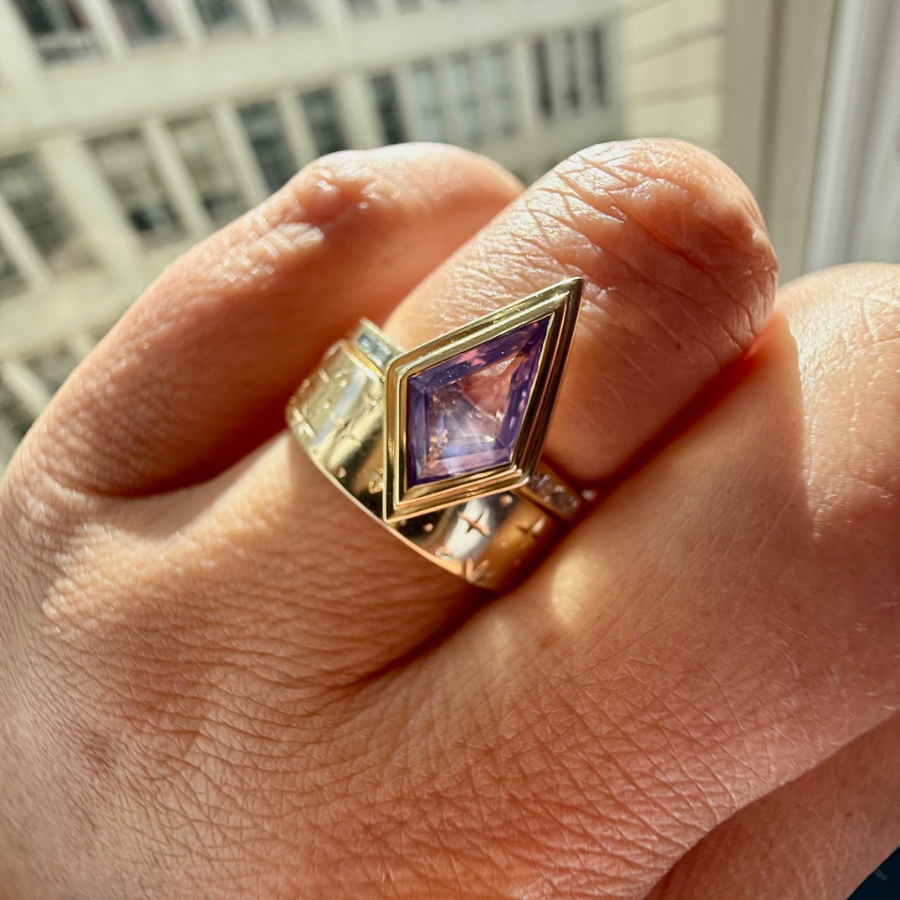 
            Purple Kite Cut Sapphire Ring